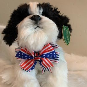 Red white and blue patriotic bow for pet collar